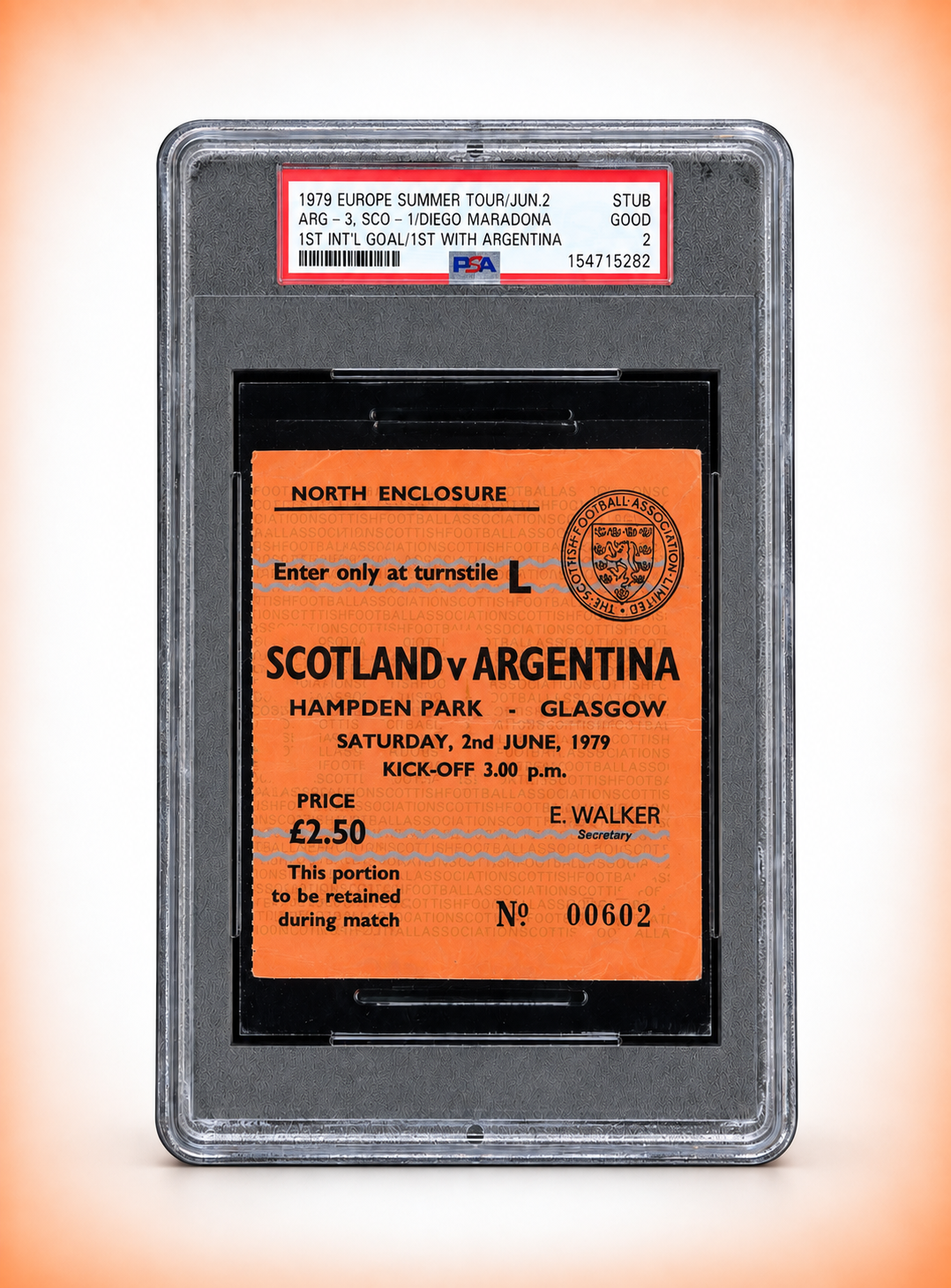 Match Ticket 1979 Diego Maradona First Argentina Goal #1 PSA 2 (Good) V Scotland & Official Matchday Programme